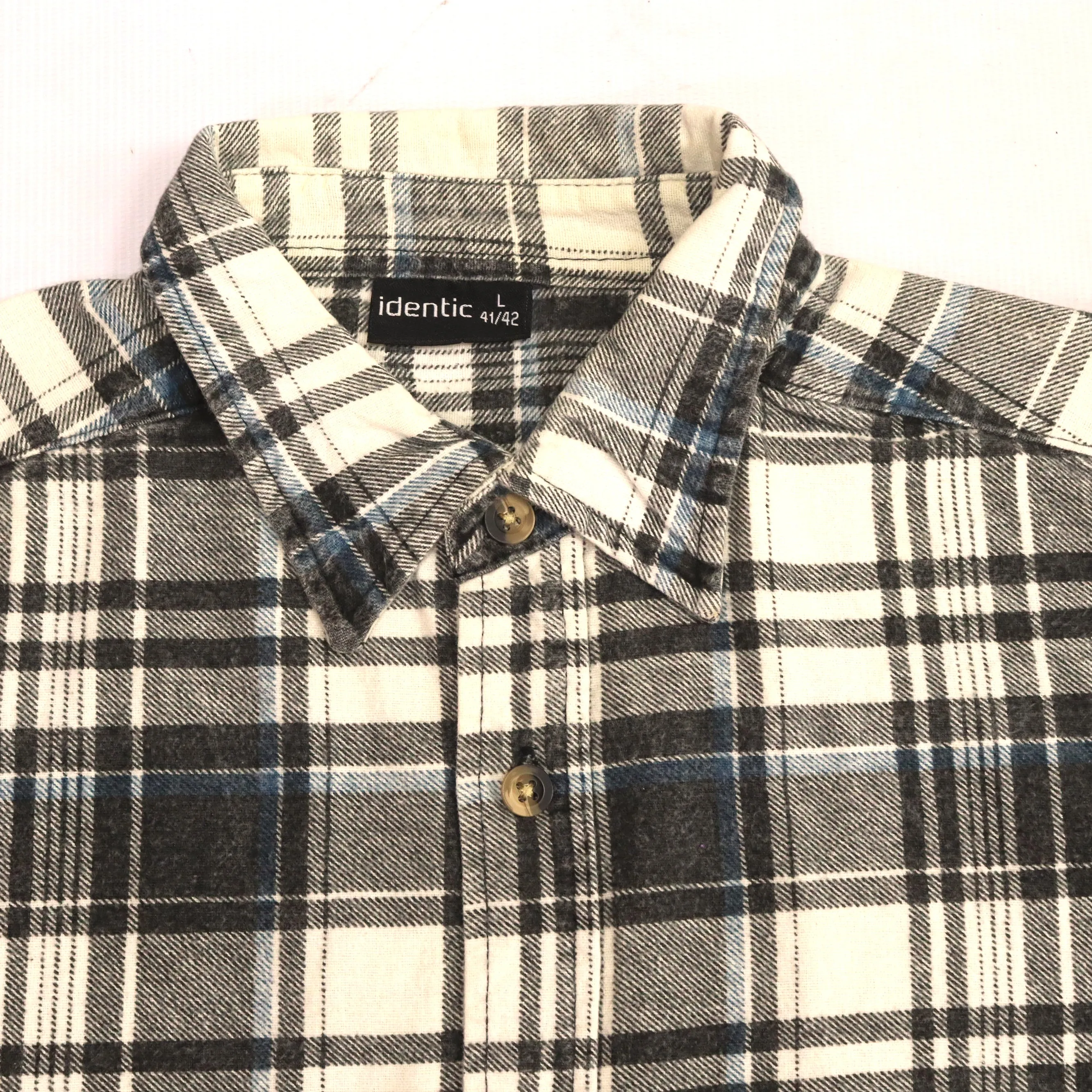 Identic Checkered Flannel Shirt Cream Black