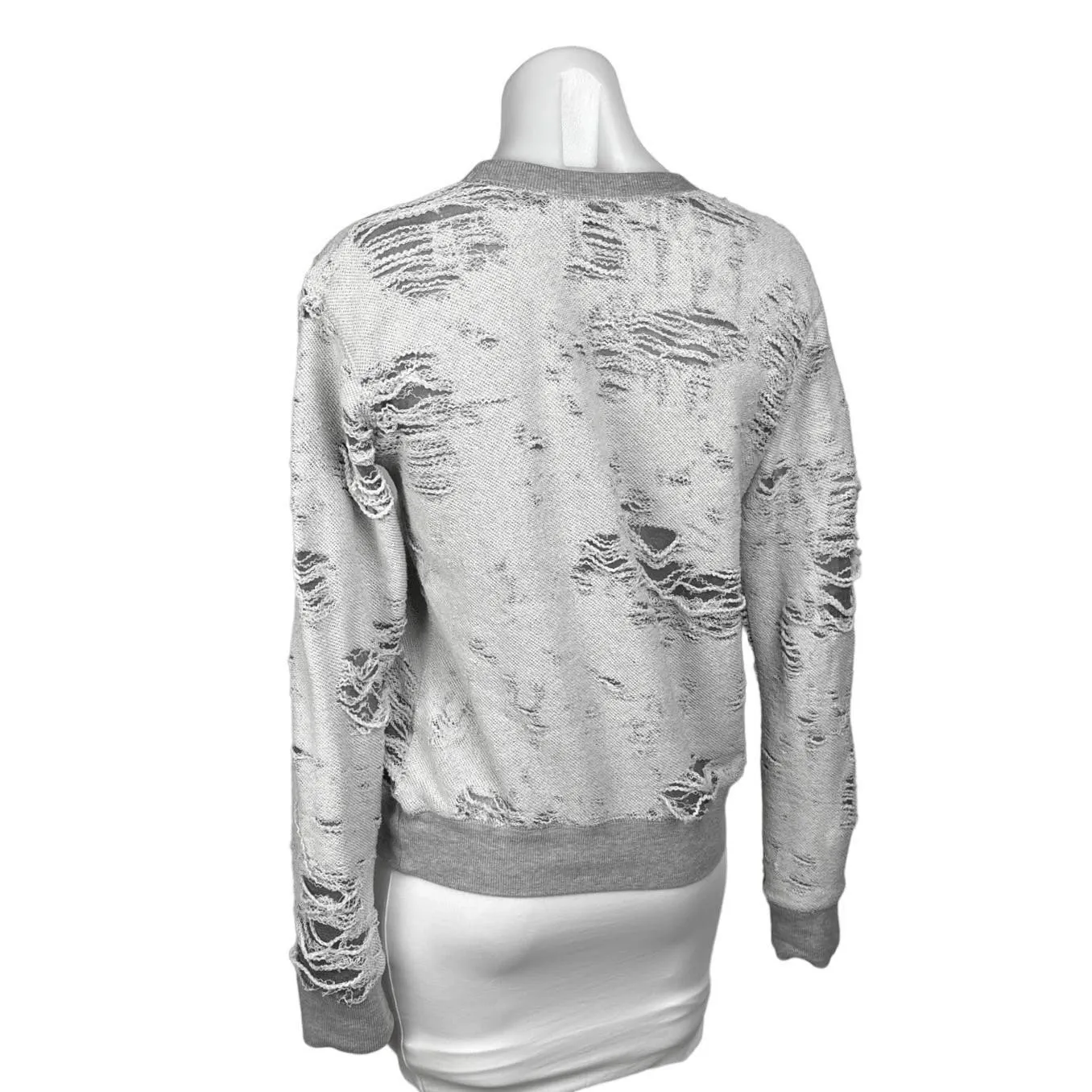 IRO Jeans Womens Gray Cotton Distressed Oversized Long Sleeve Sweatshirt XS