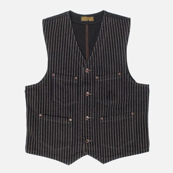 Iron Heart Japanese 12oz Wabash/Duck Work Vest - Black