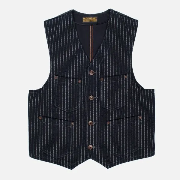 Iron Heart Japanese 12oz Wabash/Duck Work Vest - Indigo/Navy