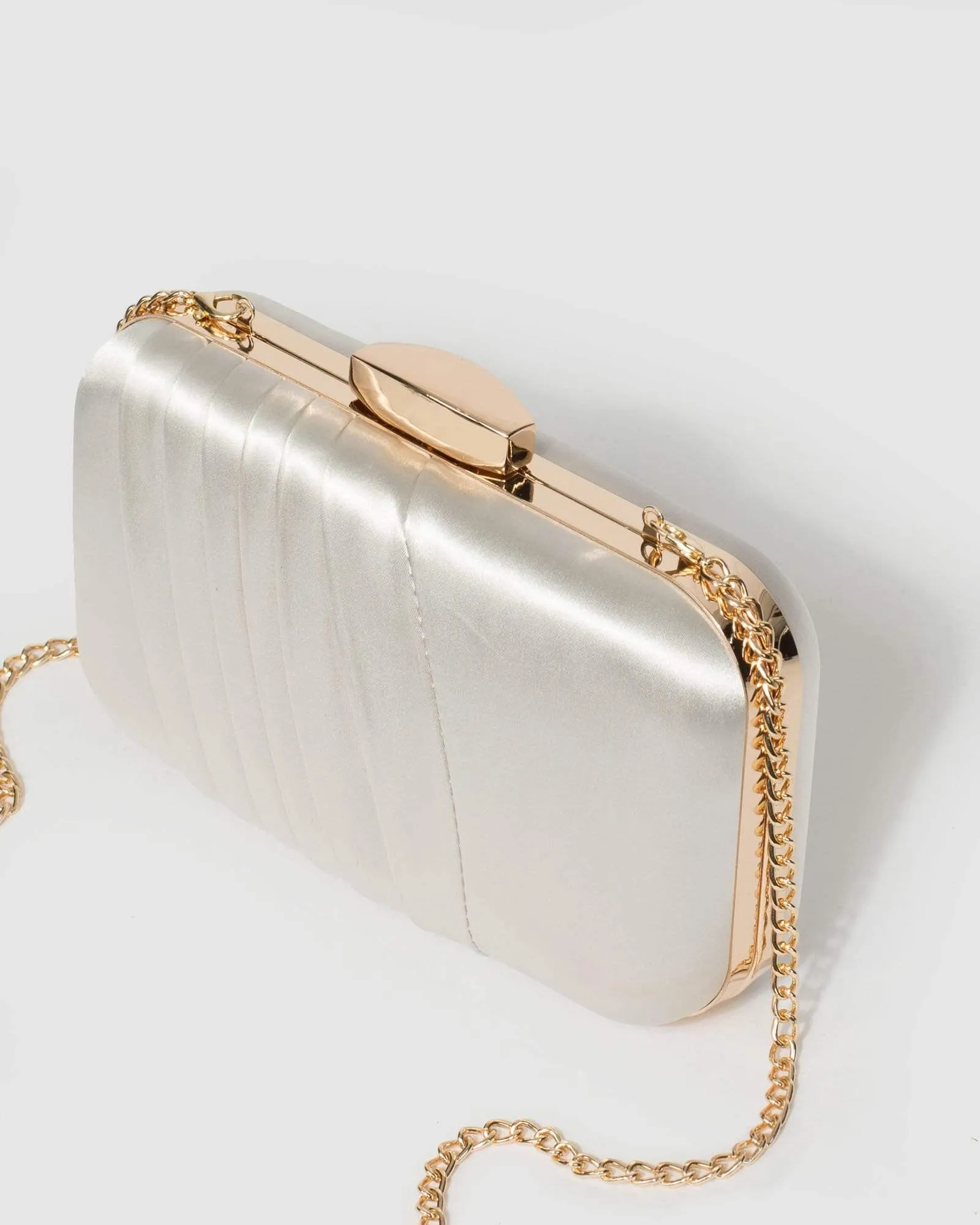 Ivory Giovanna Pleat Clutch Bag