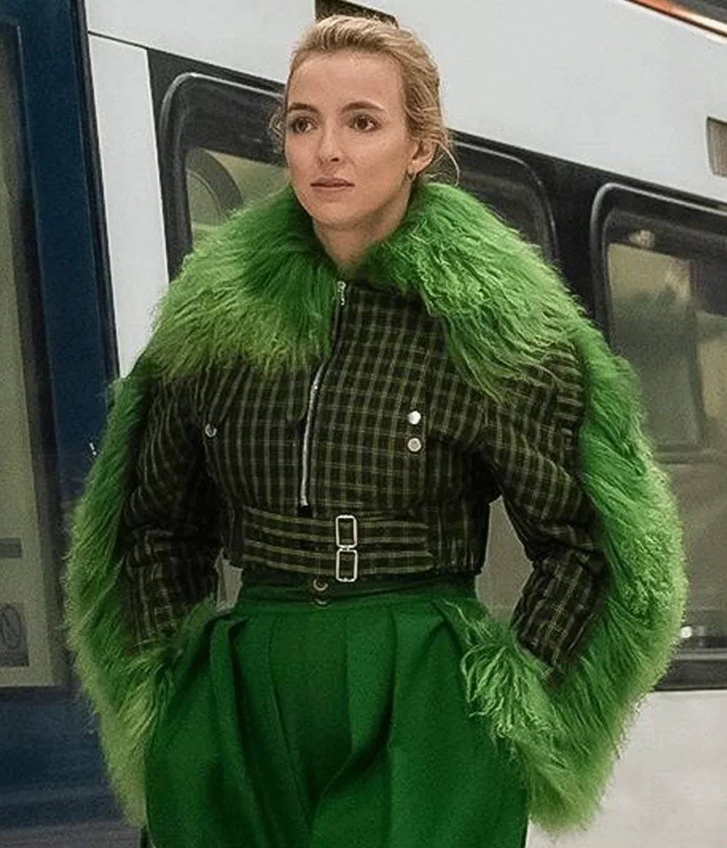 Jodie Comer Killing Eve Season 03 Fur Cropped Jacket