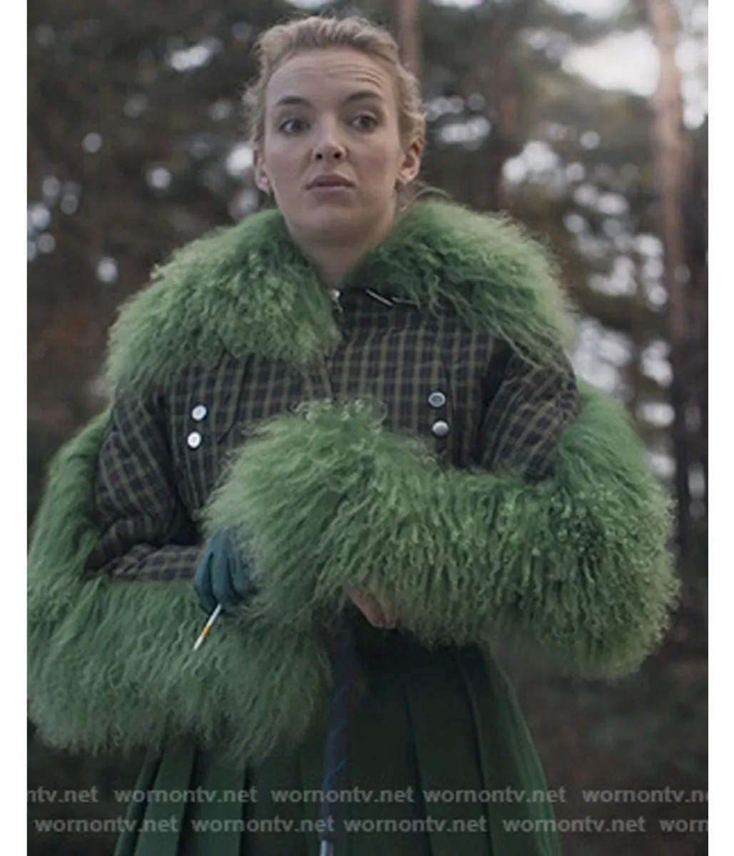 Jodie Comer Killing Eve Season 03 Fur Cropped Jacket