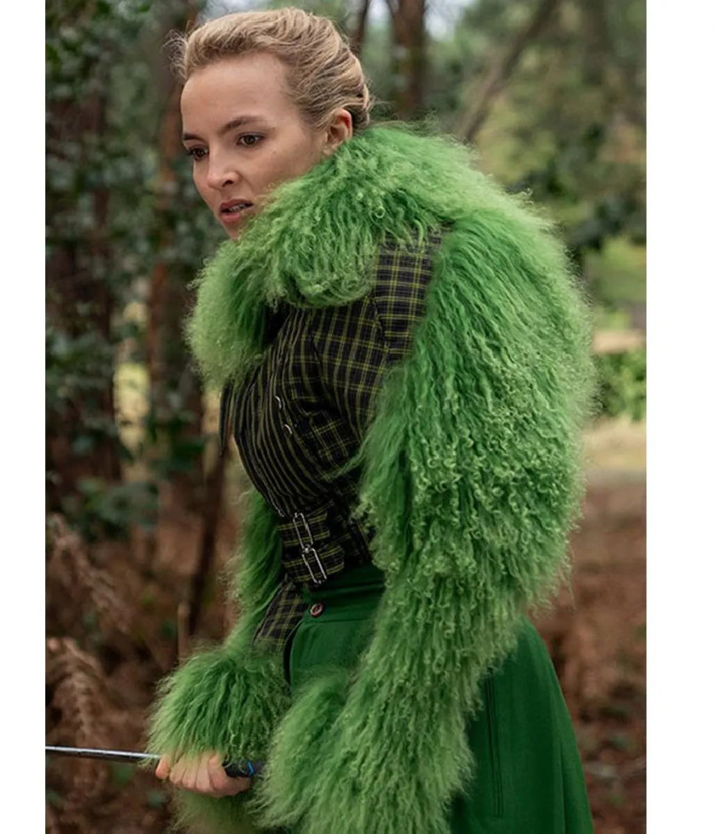 Jodie Comer Killing Eve Season 03 Fur Cropped Jacket