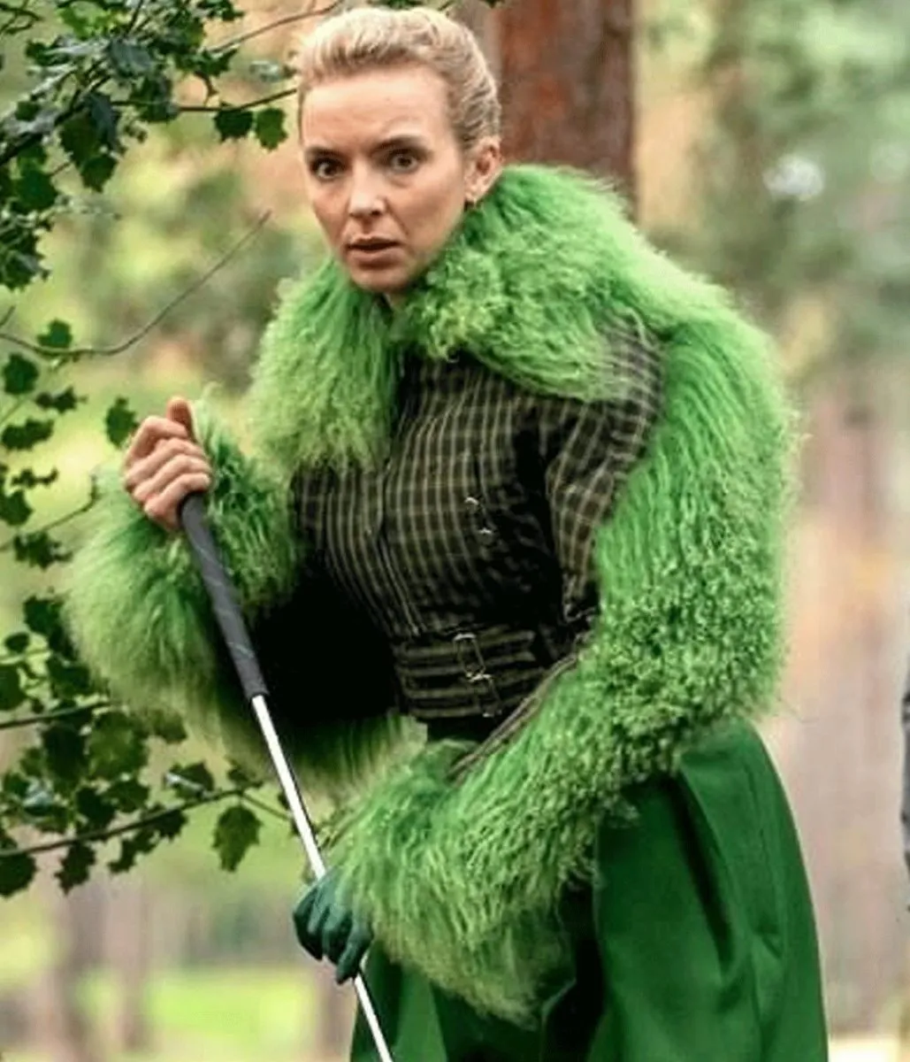 Jodie Comer Killing Eve Season 03 Fur Cropped Jacket