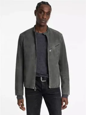 John Varvatos REED RACER Leather Jacket - Shadow Grey