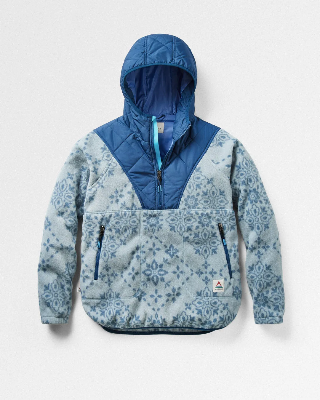 Juana Recycled Polar Hooded Fleece - Large Tile Washed Blue