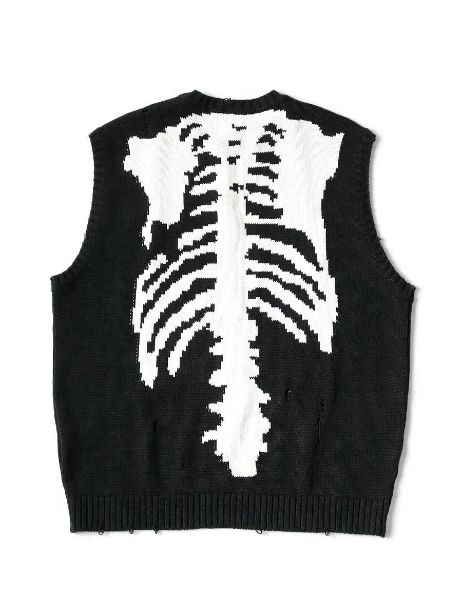 Kapital 5G Cotton Knit BONE Vest - Black