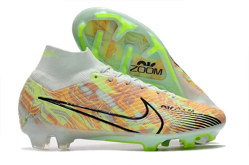 Kids Nike Air Zoom Mercurial Superfly 9 Elite FG Bonded Pack - Barely Green/Blackened Blue/Orange