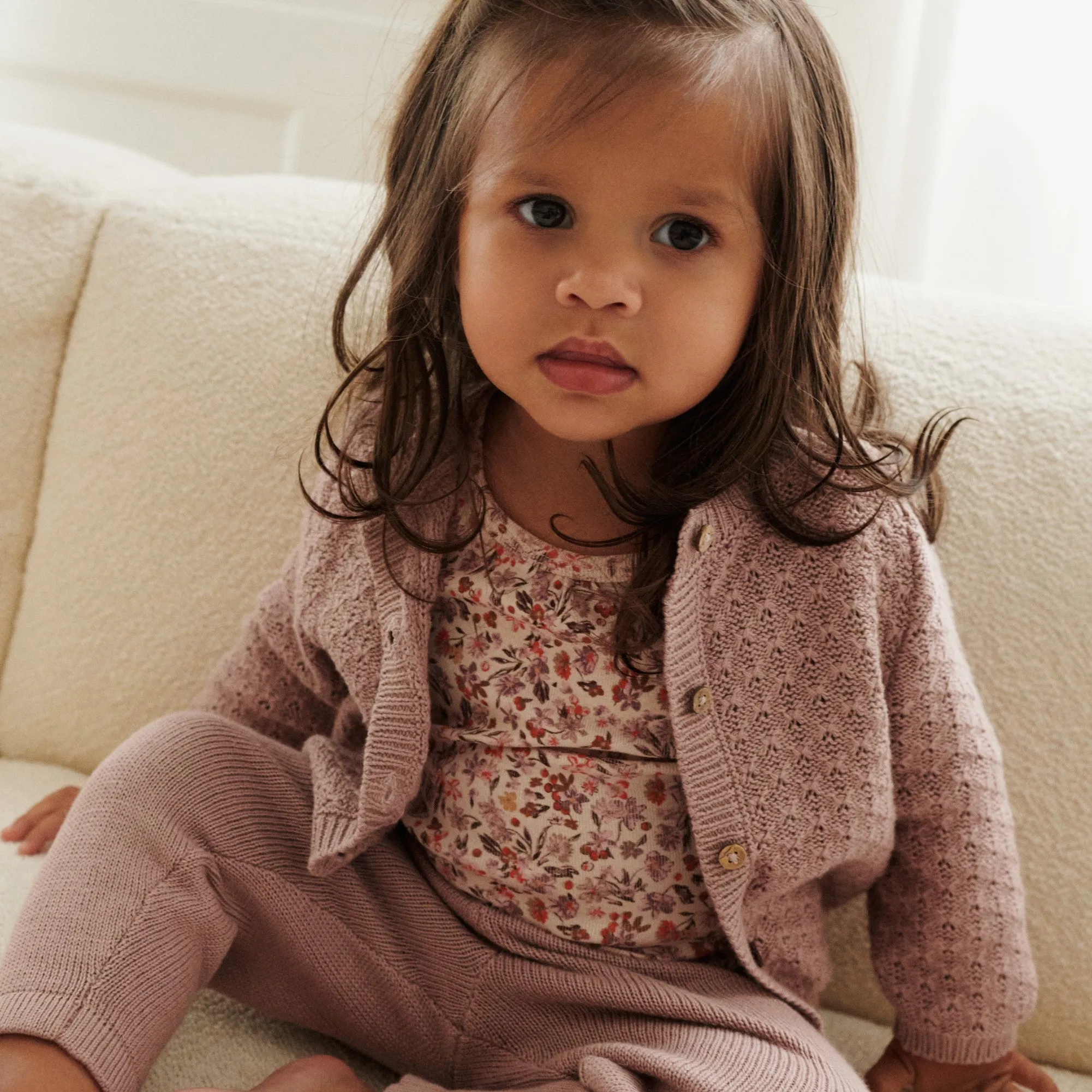 Knit Cardigan Magnella | Baby - dry rose