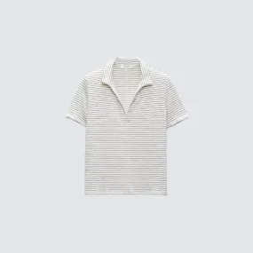 Knit Stripe Polo (Ivory Stripe)