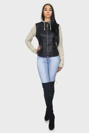 Leather Hooded Jacket