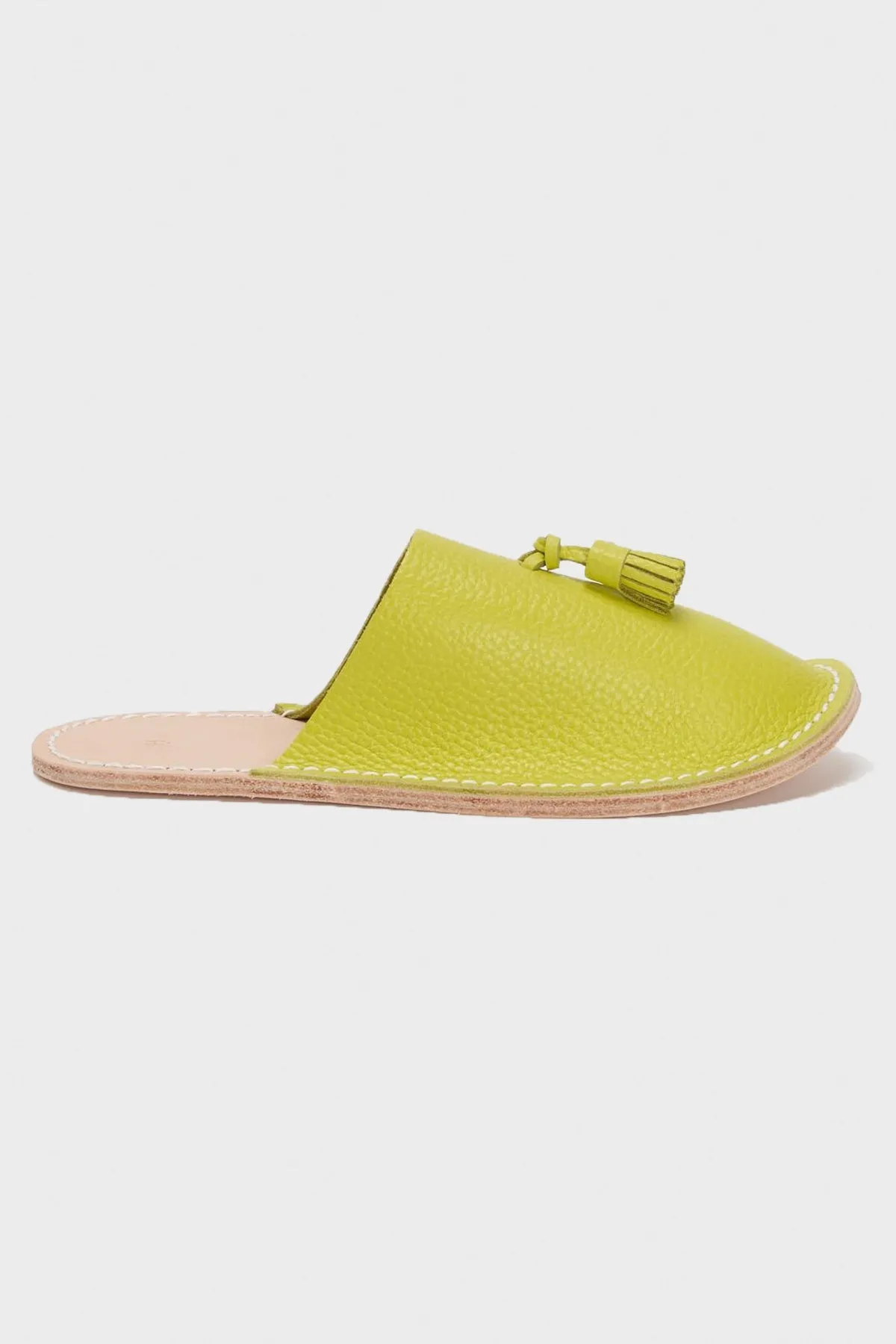 Leather Slipper - Lime Green