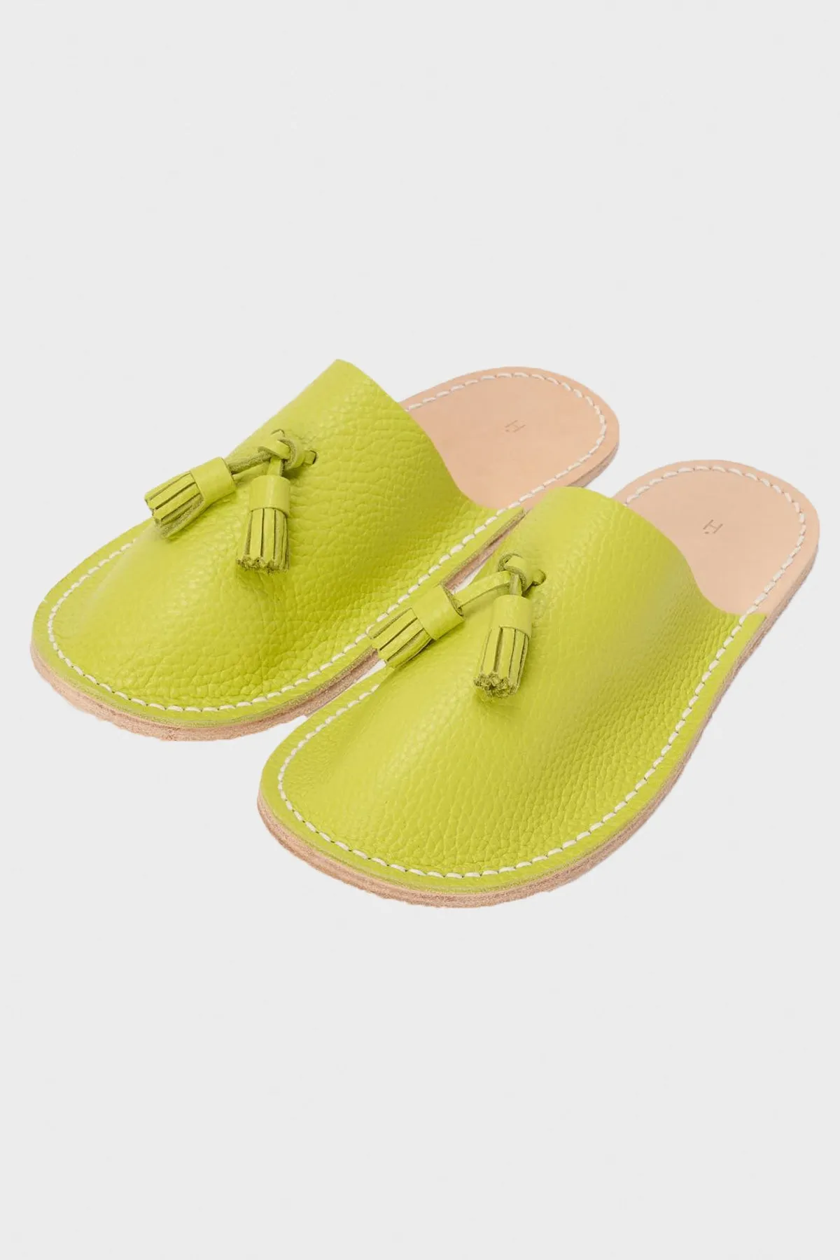 Leather Slipper - Lime Green