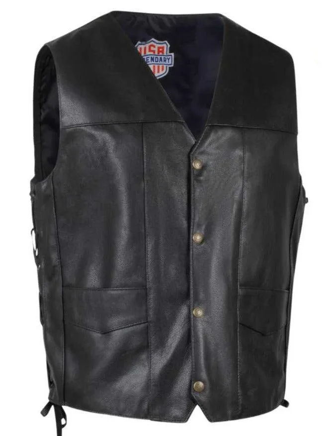 Legendary 'Dixon' Men's Leather Motorcycle Vest