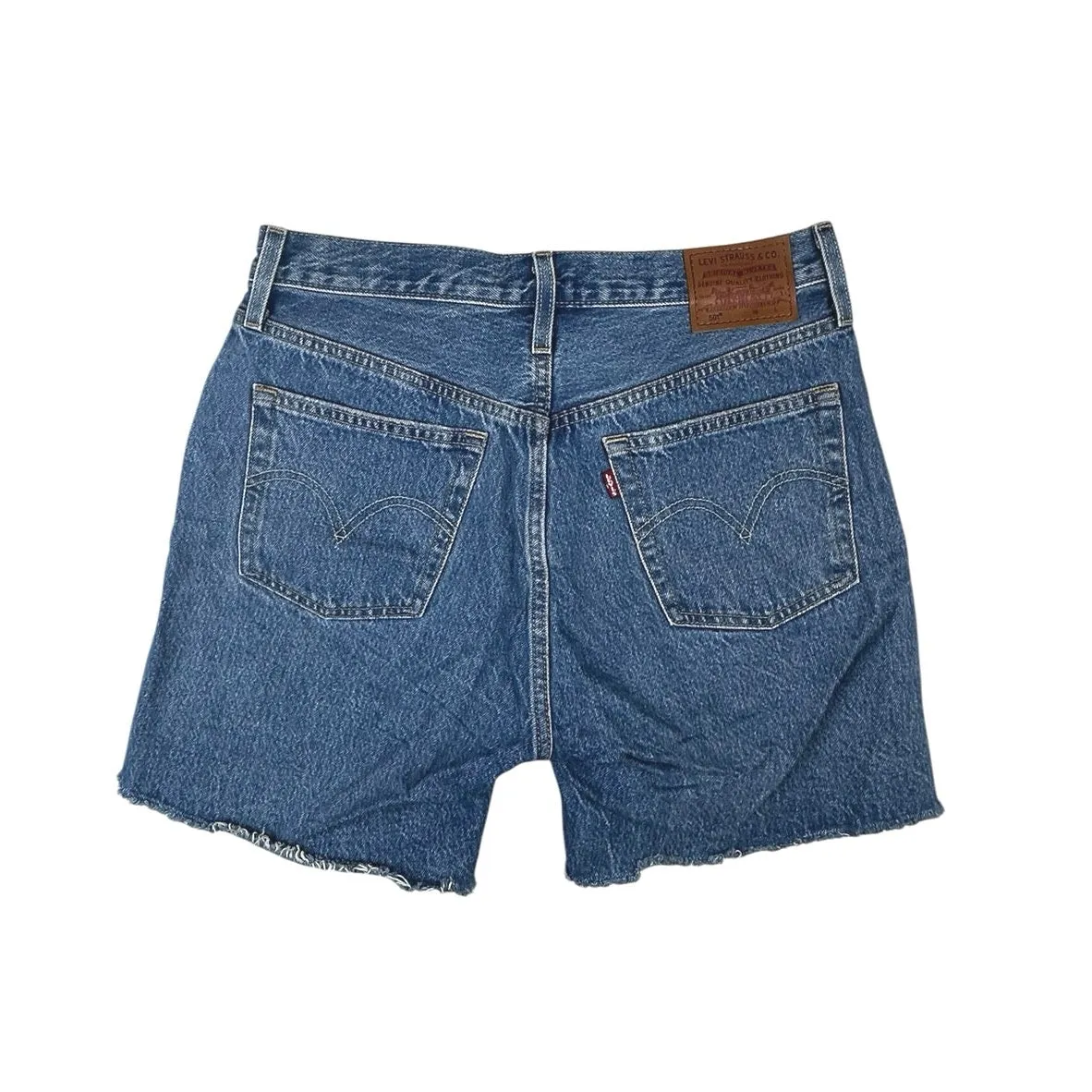 Levi Strauss & Co. 501 Blue High Waist Raw Hem Denim Jeans Bermuda Shorts Sz 28