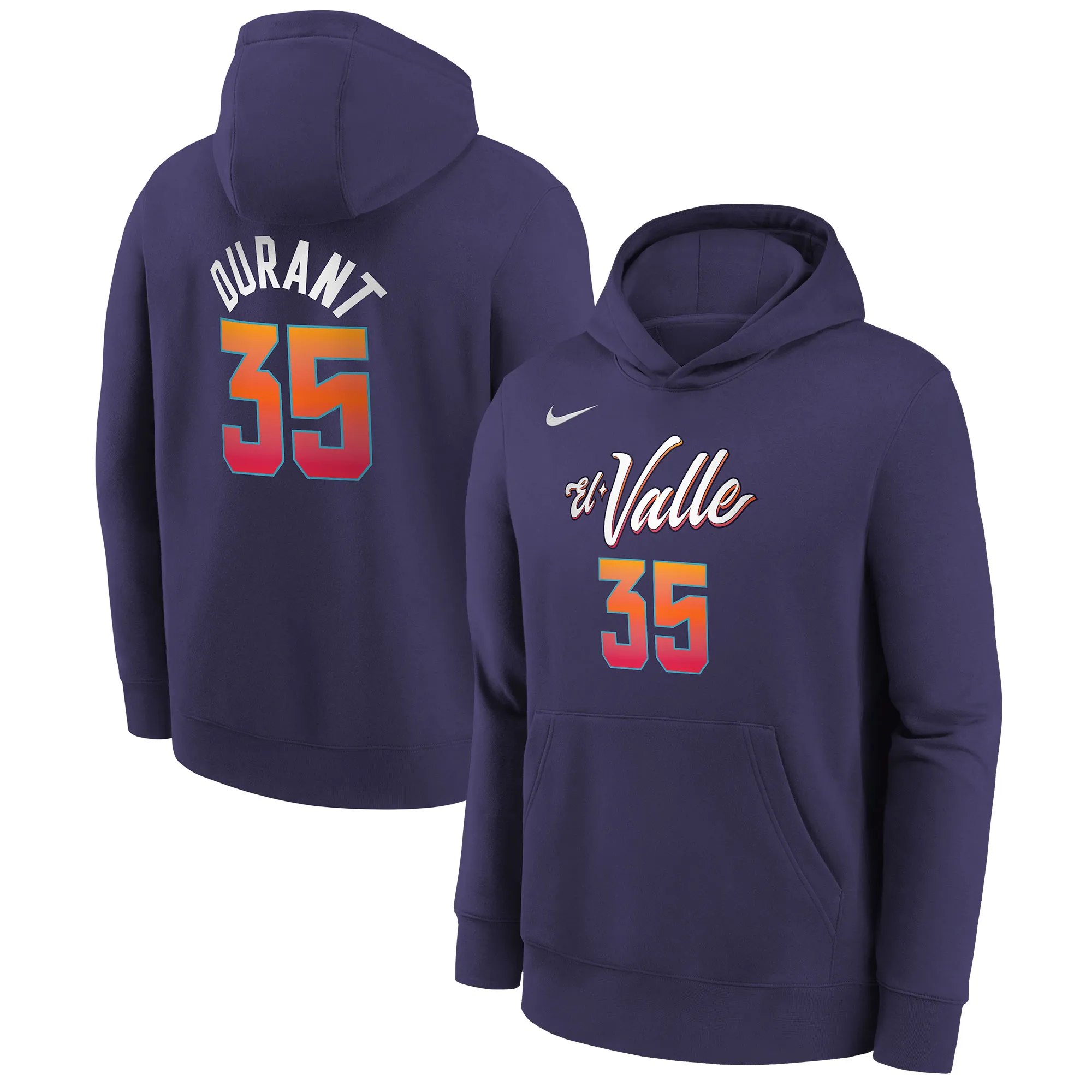 Lids Youth Nike Kevin Durant Purple Phoenix Suns 2023/24 City Edition Name & Number Pullover Hoodie