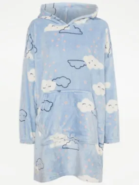 Light Blue Smiley Cloud Fleece Snuggle Hoodie | Lingerie | George at ASDA