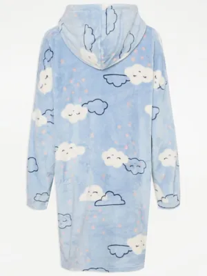 Light Blue Smiley Cloud Fleece Snuggle Hoodie | Lingerie | George at ASDA