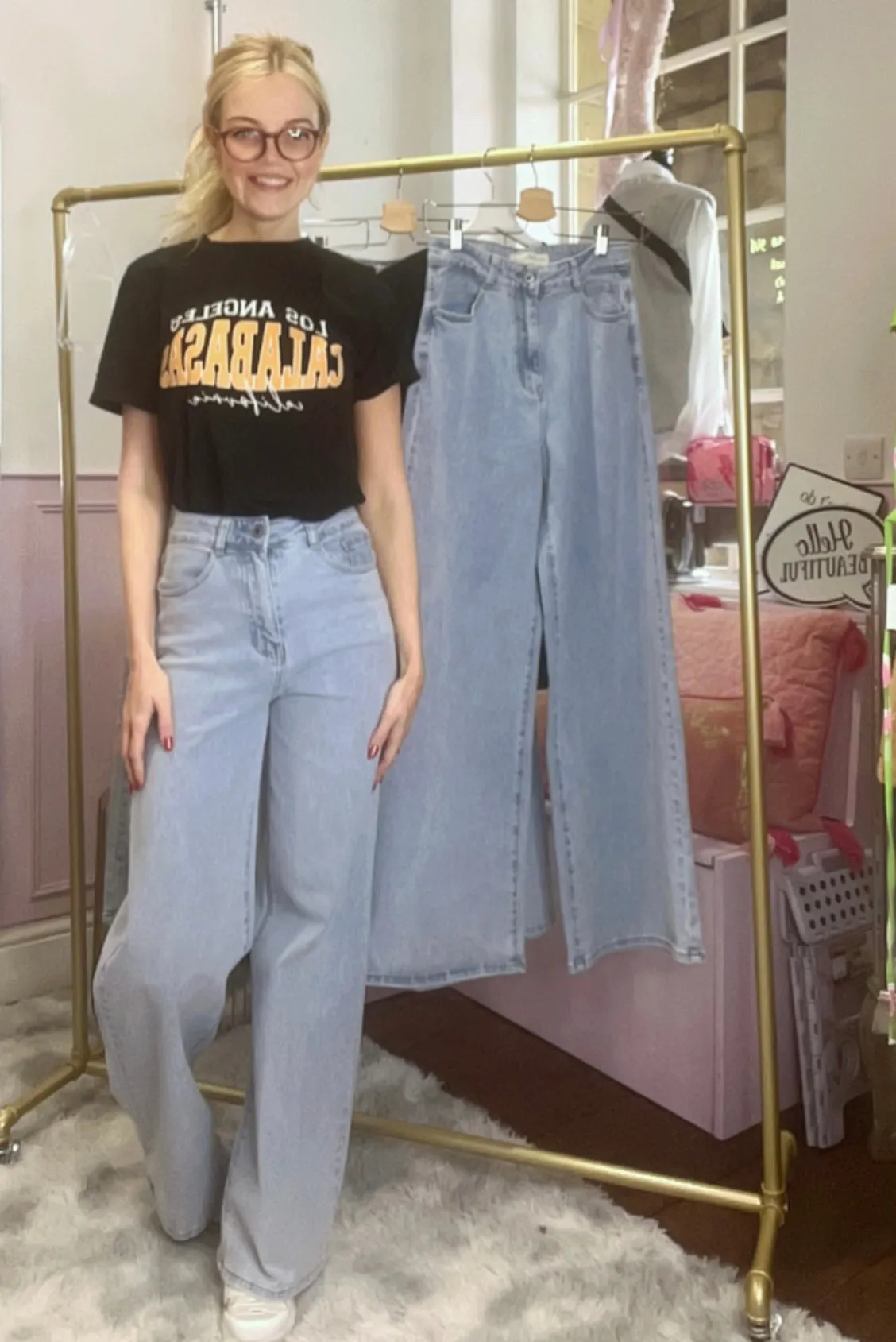 Light wash wide leg jeans