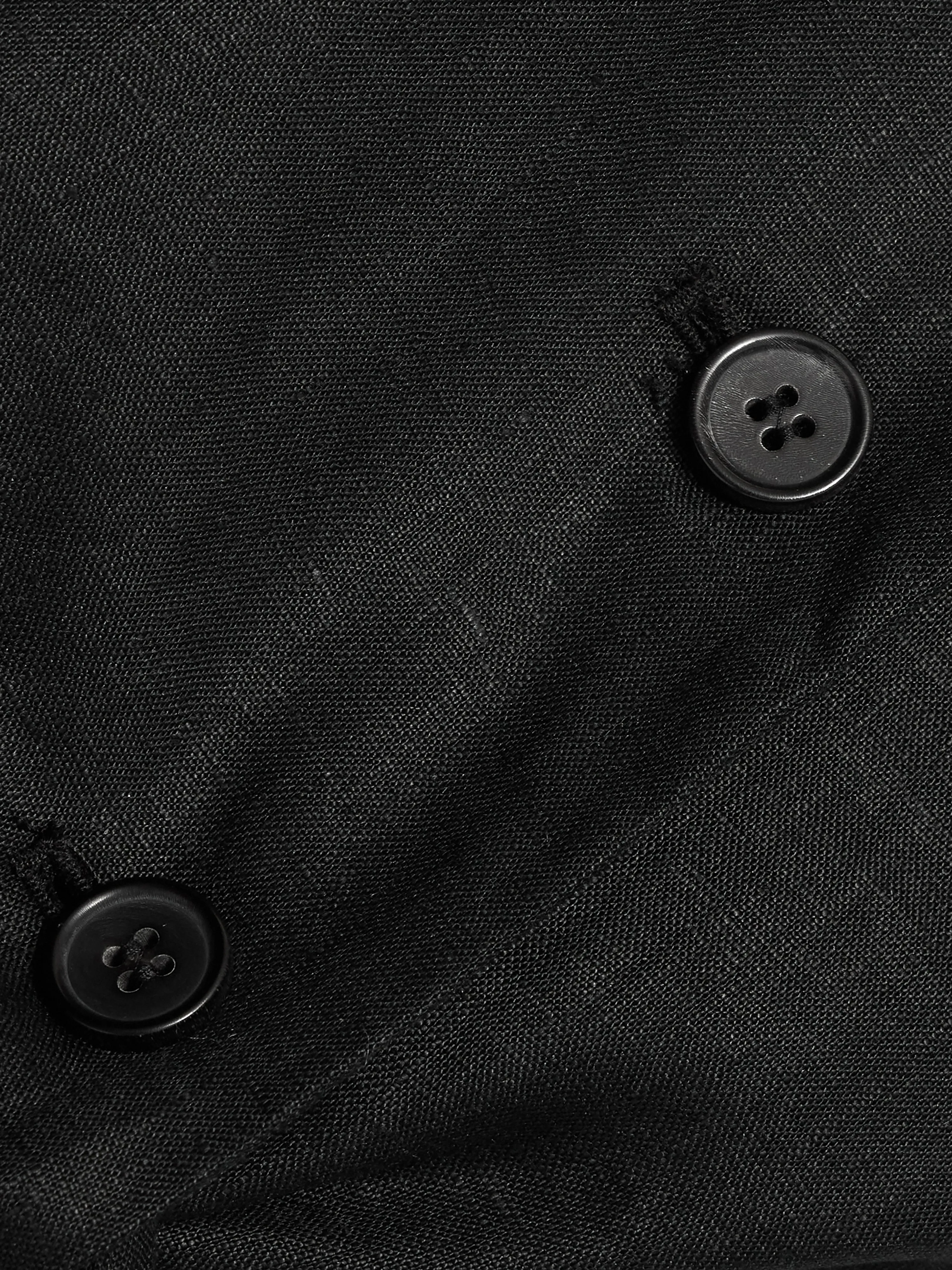 Linen Tie Front Waistcoat | Black