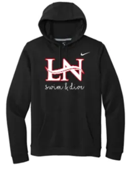 LN GIRLS SWIM & DIVE NIKE CLUB FLEECE HOODIE WITH CHENILLE DESIGN