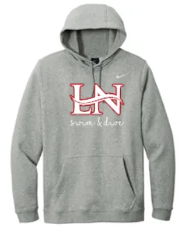 LN GIRLS SWIM & DIVE NIKE CLUB FLEECE HOODIE WITH CHENILLE DESIGN