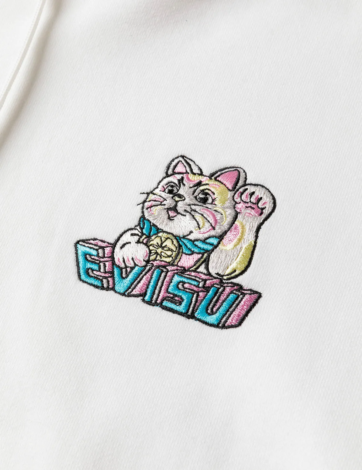 Logo and Fortune Cat Embroidery Oversized Hoodie