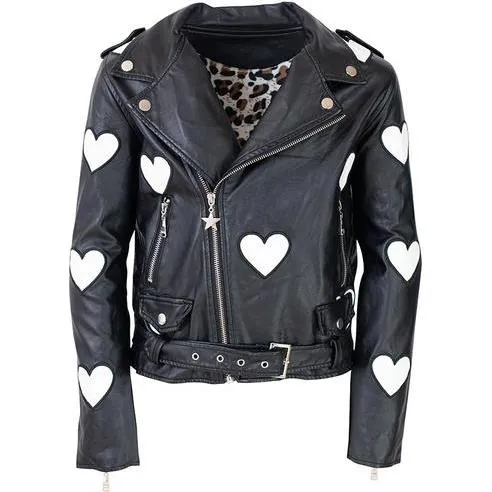 Lola + The Boys I Heart You Vegan Leather Jacket, Black