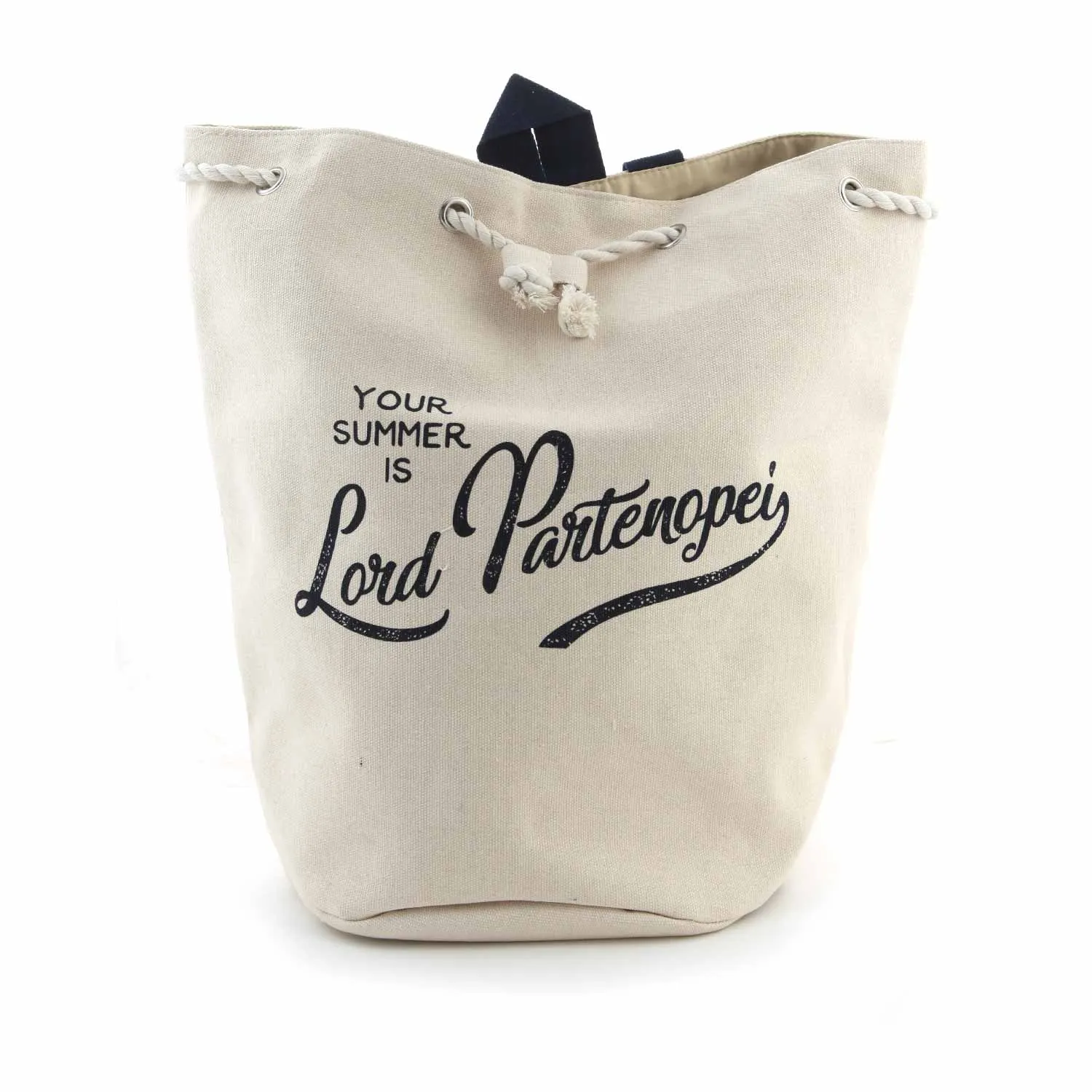 Lord Partenopei Unisex Cream White And Navy Blue Beach Backpack