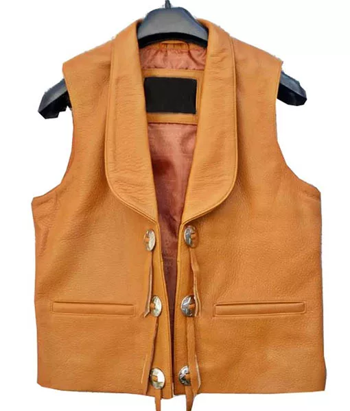 Lorne Greene Tan Brown Leather Vest | TheLeatherCity