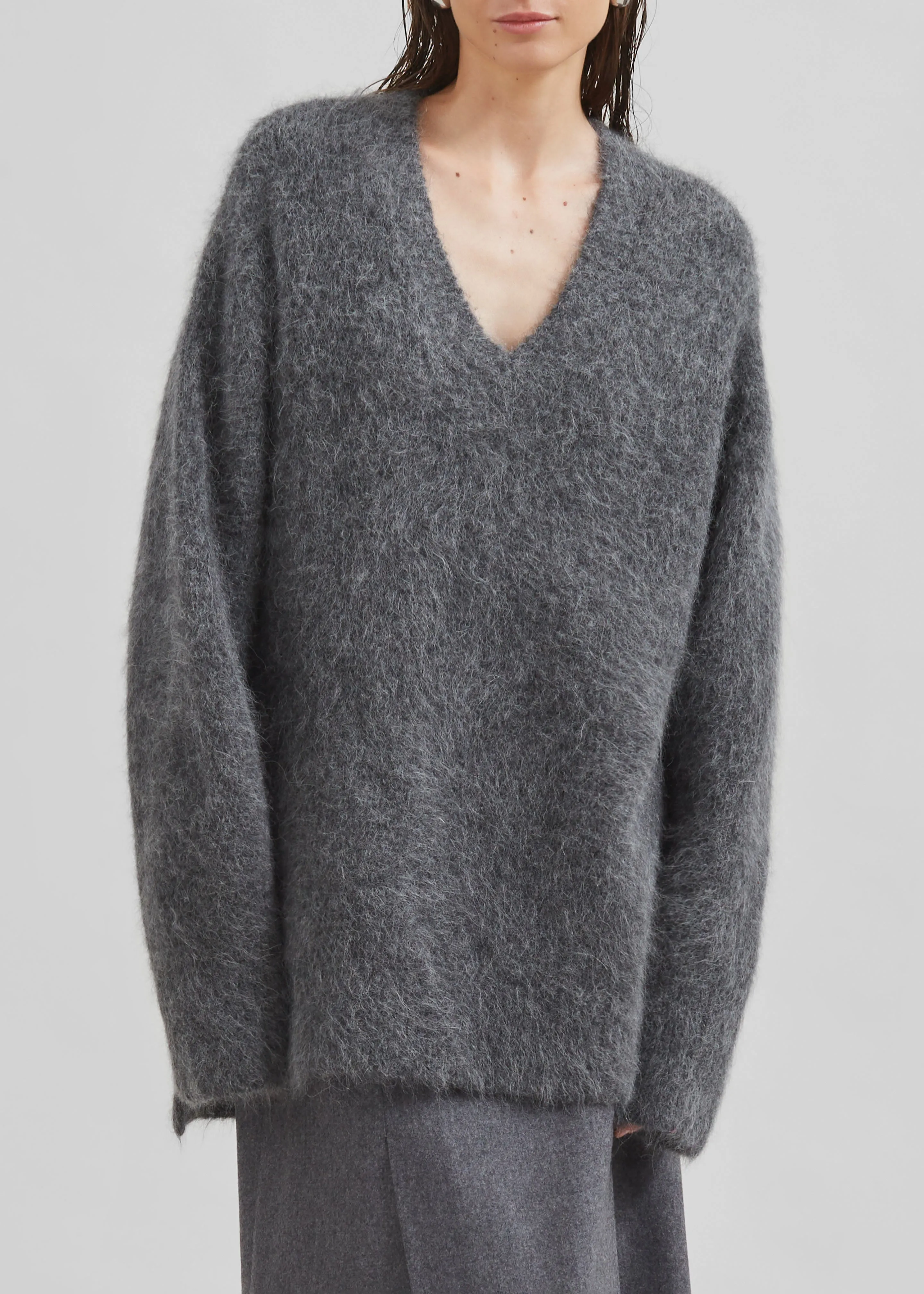 Loulou Studio Goto Sweater - Anthracite Melange