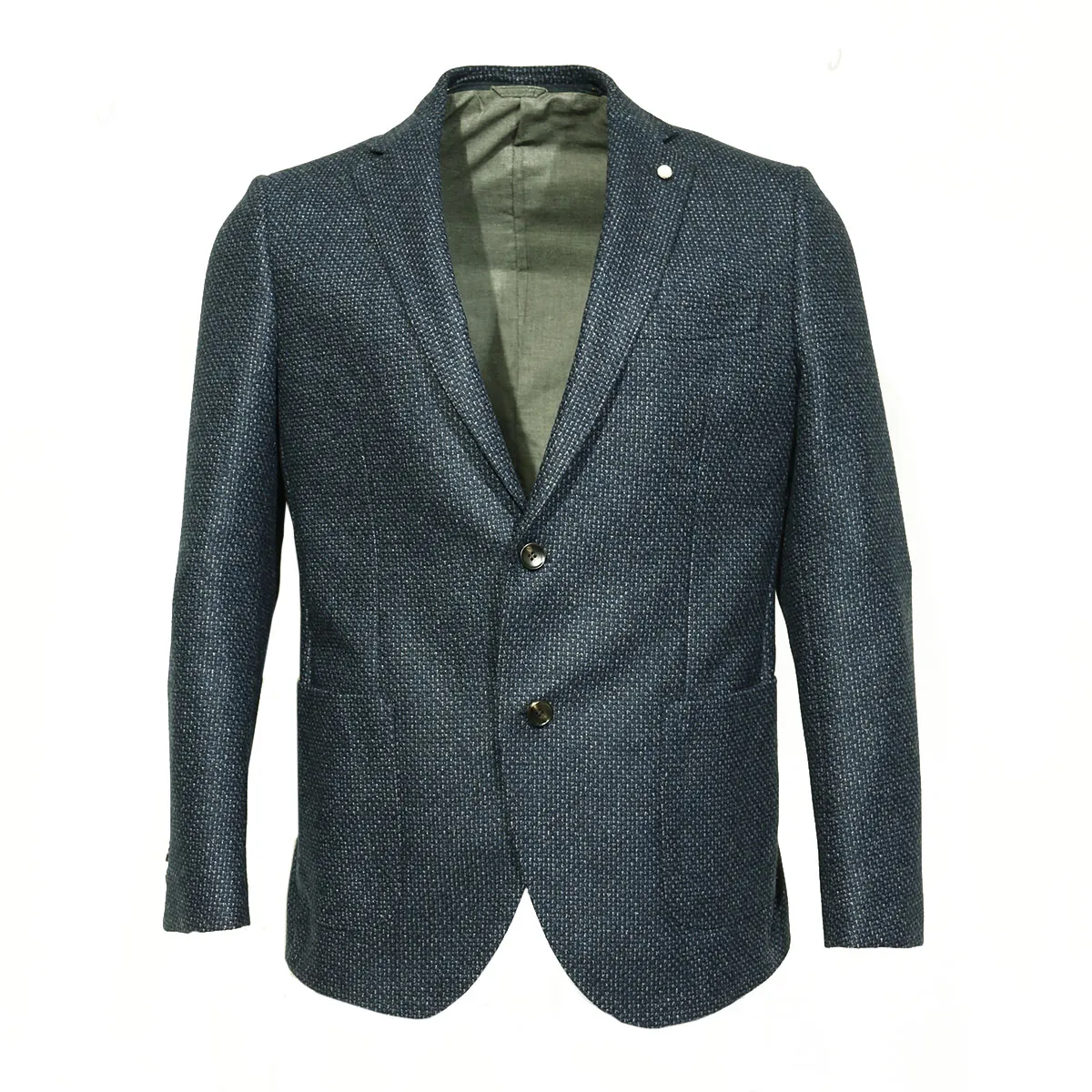 Luigi Bianchi Navy Textured Jacket With Zip Insert | Menswear Online