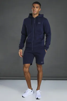 Man Active Gym Zip Through Hoodie & Short Set | boohooMAN UK