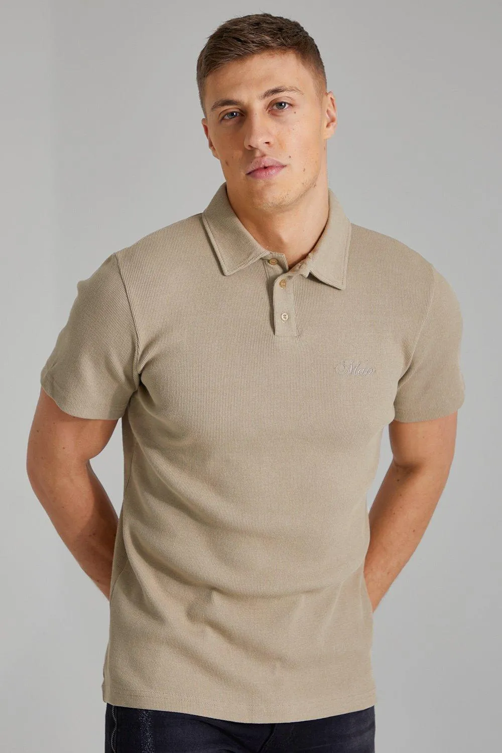 Man Jersey Rib Polo | boohooMAN UK