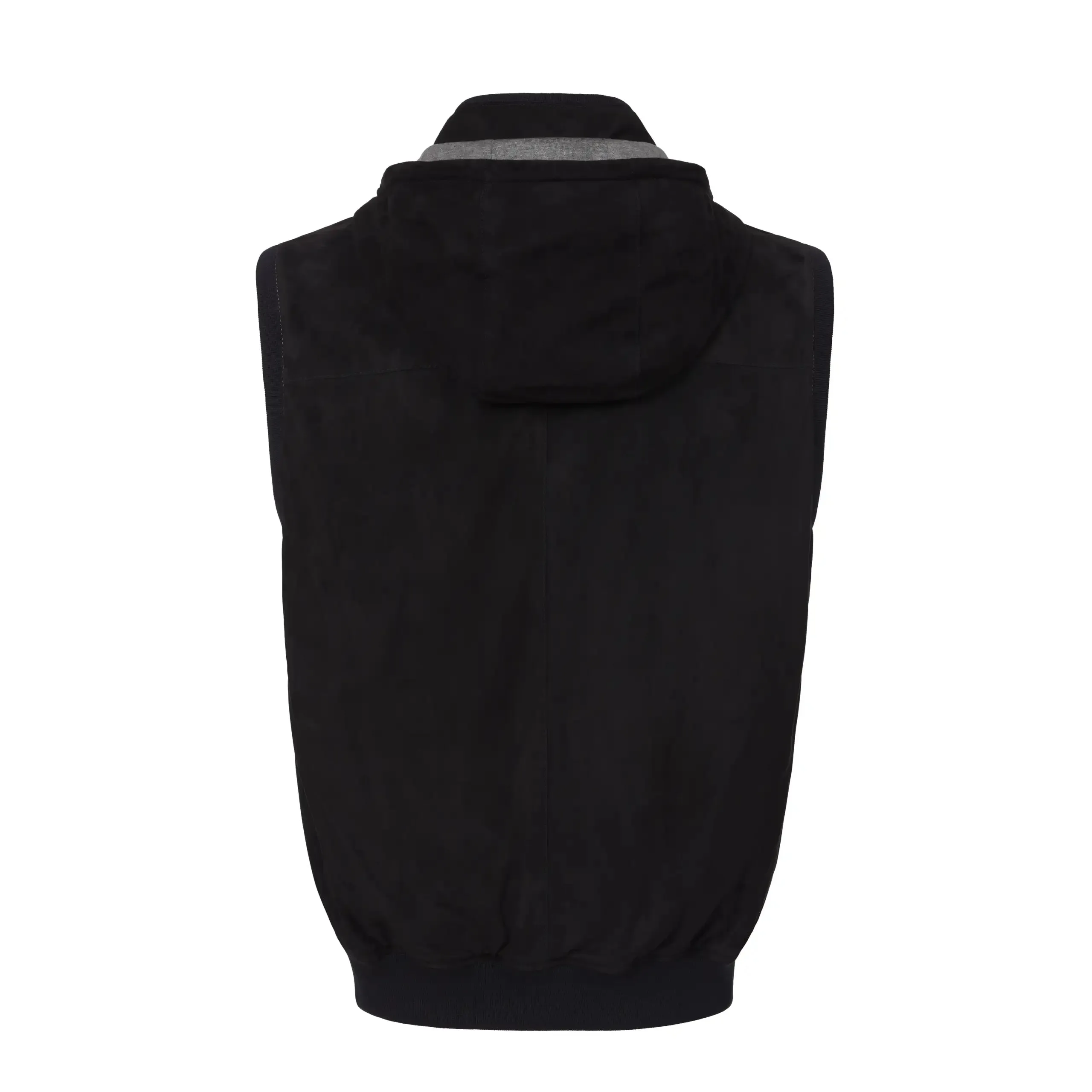  Mandelli Hooded Leather Vest in Dark Blue