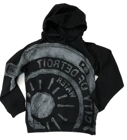 Manhole Cover Pullover Hoodie, Toddler or Youth Size. Spirit of Detroit Kid's Sweatshirt, Black