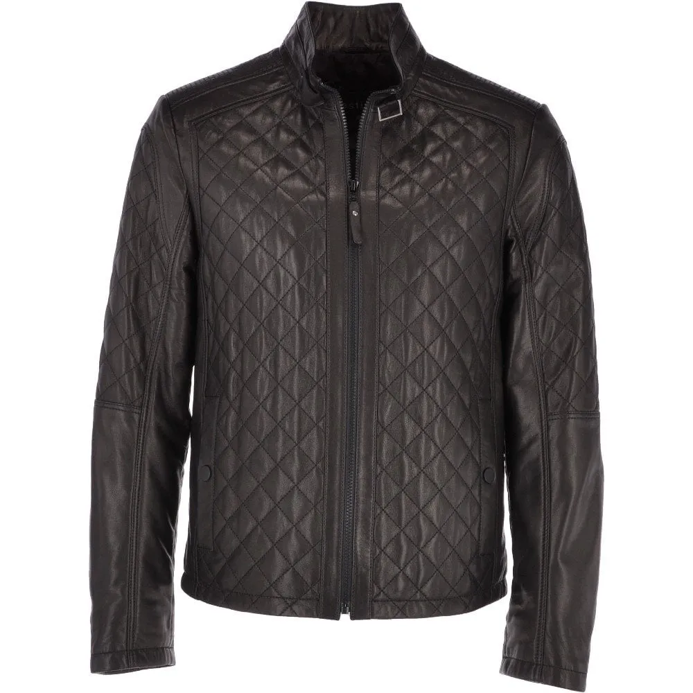 Men's Leather Biker Jacket Black : Rickon