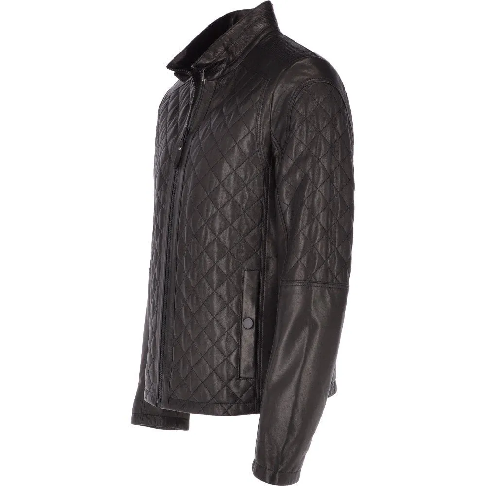 Men's Leather Biker Jacket Black : Rickon