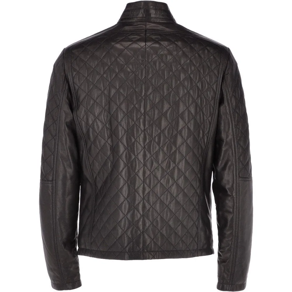 Men's Leather Biker Jacket Black : Rickon