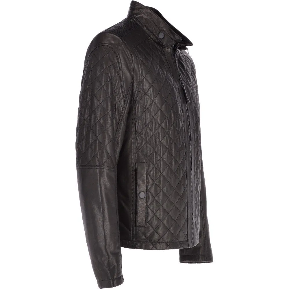 Men's Leather Biker Jacket Black : Rickon