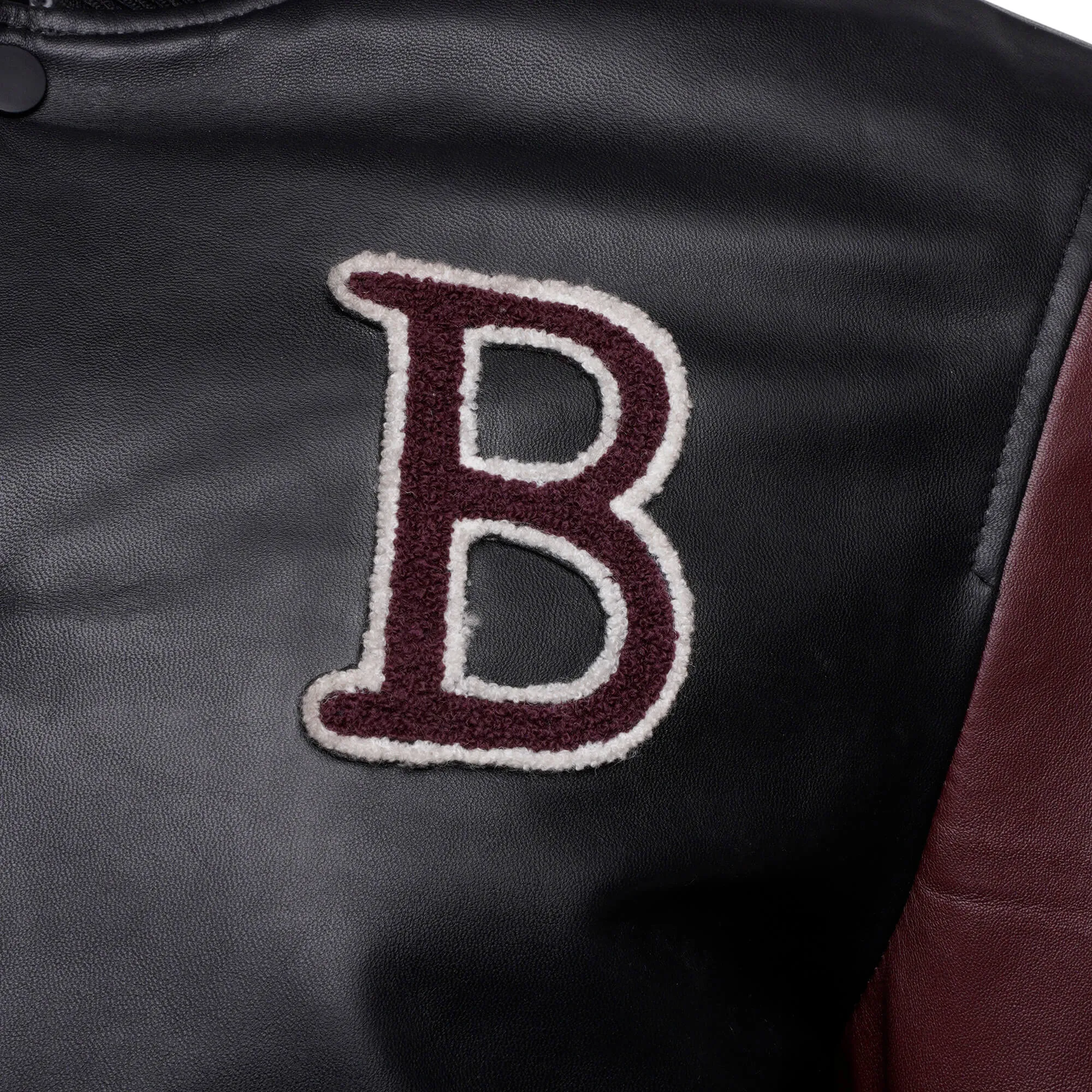 Men's Real Leather Varsity Jacket in Black and Maroon - Barneys Originals