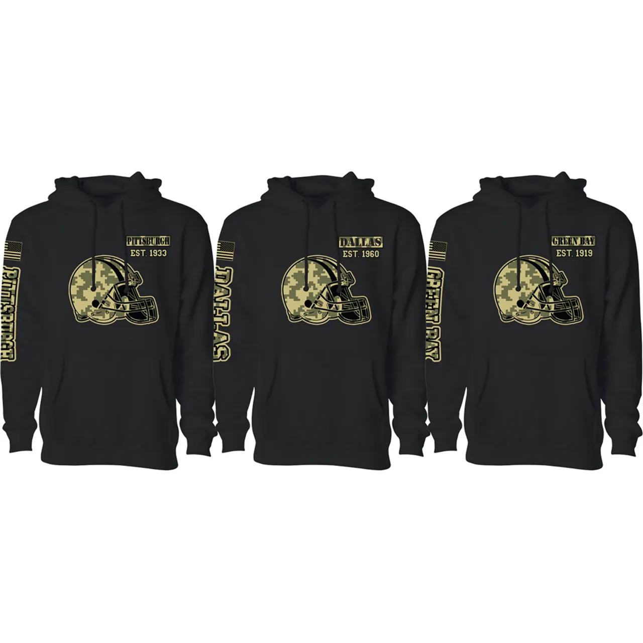 Men's Ultimate Camo Football Black Pullover Hoodie