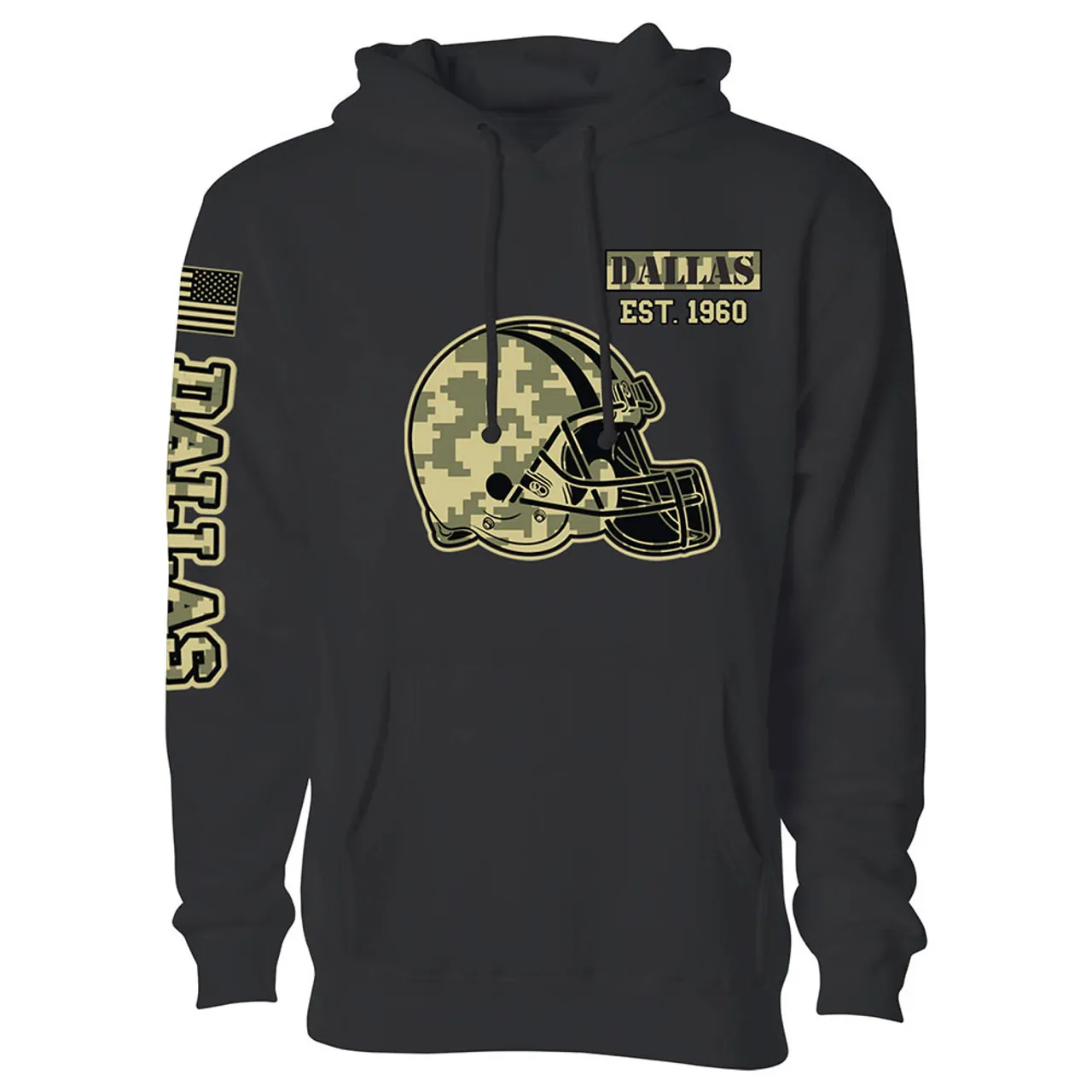 Men's Ultimate Camo Football Black Pullover Hoodie