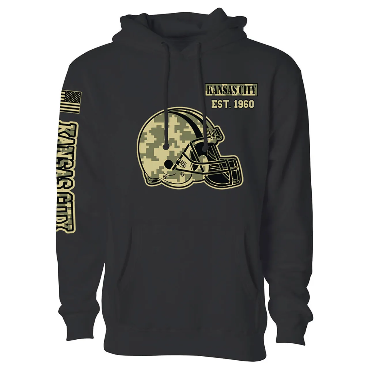 Men's Ultimate Camo Football Black Pullover Hoodie