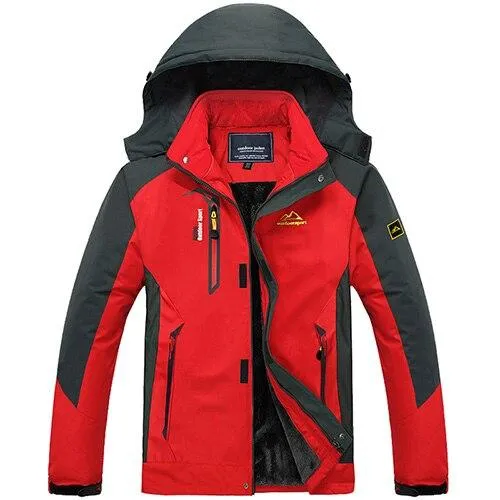 Men's Casual Windproof Multi Pockets Hooded Fleece Softshell Jacket