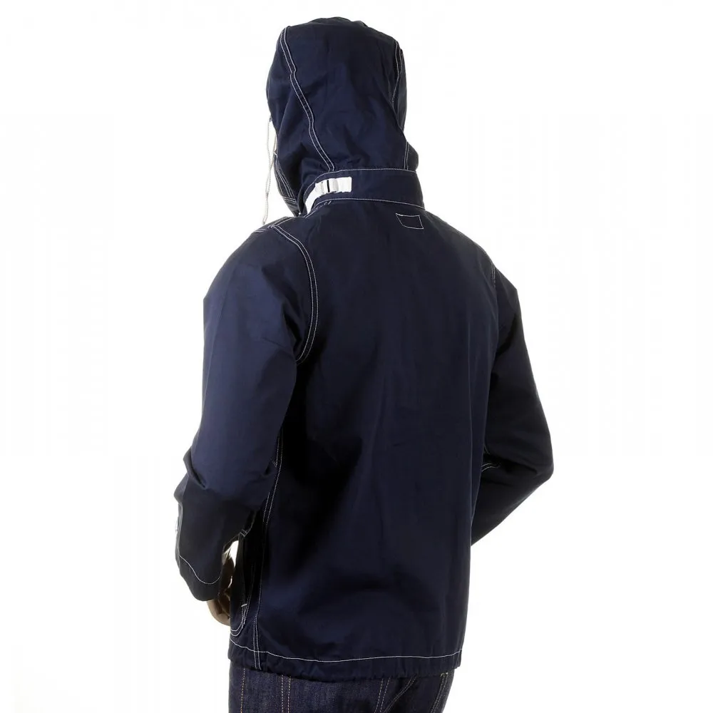 Mens Cotton Regular Fit Full Zip Original Lightweight Fabric Herringbone Navy Hooded Jacket SC12164