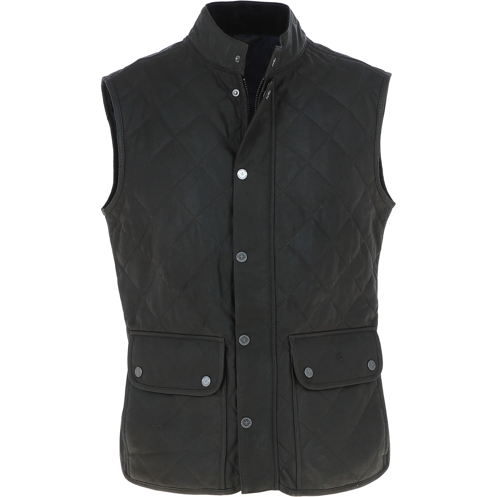 Mens Diamond Quilted Leather Gilet Olive : M-15 vest