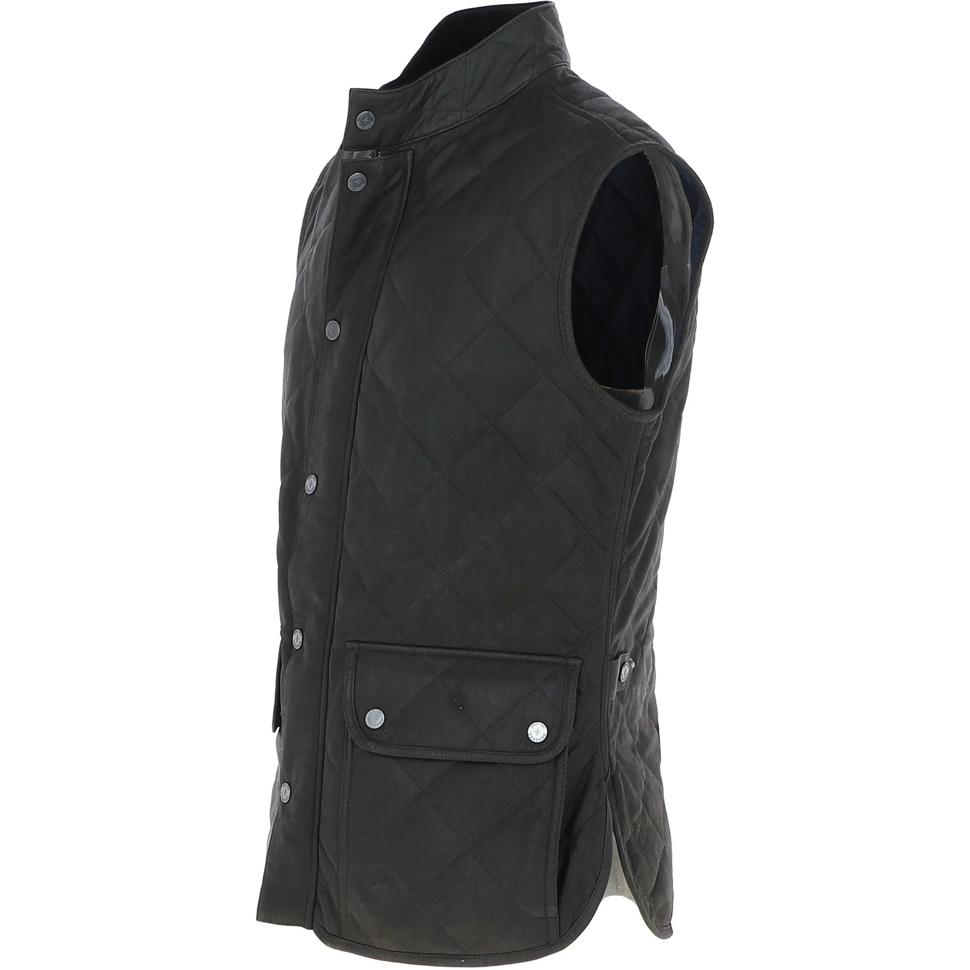 Mens Diamond Quilted Leather Gilet Olive : M-15 vest