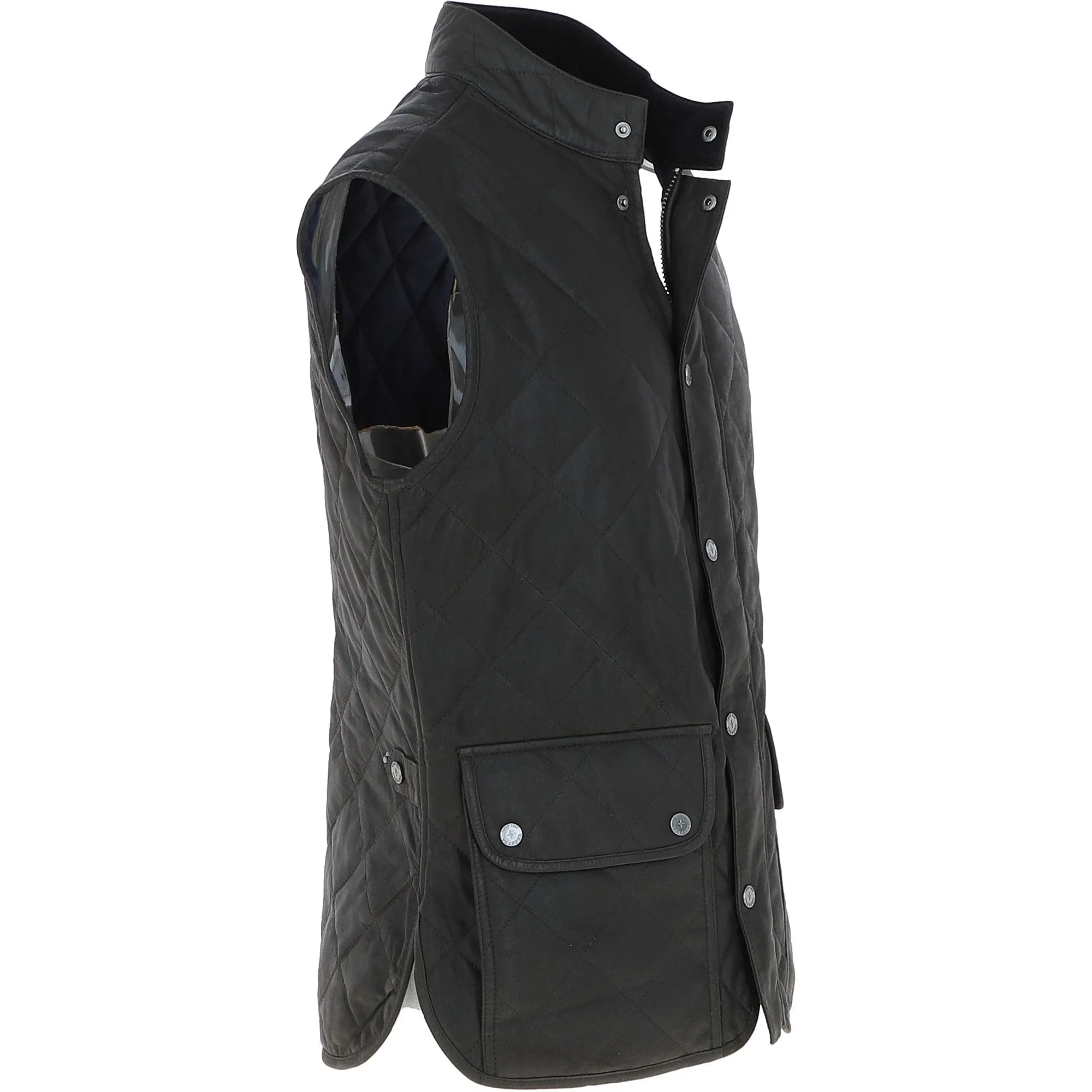 Mens Diamond Quilted Leather Gilet Olive : M-15 vest